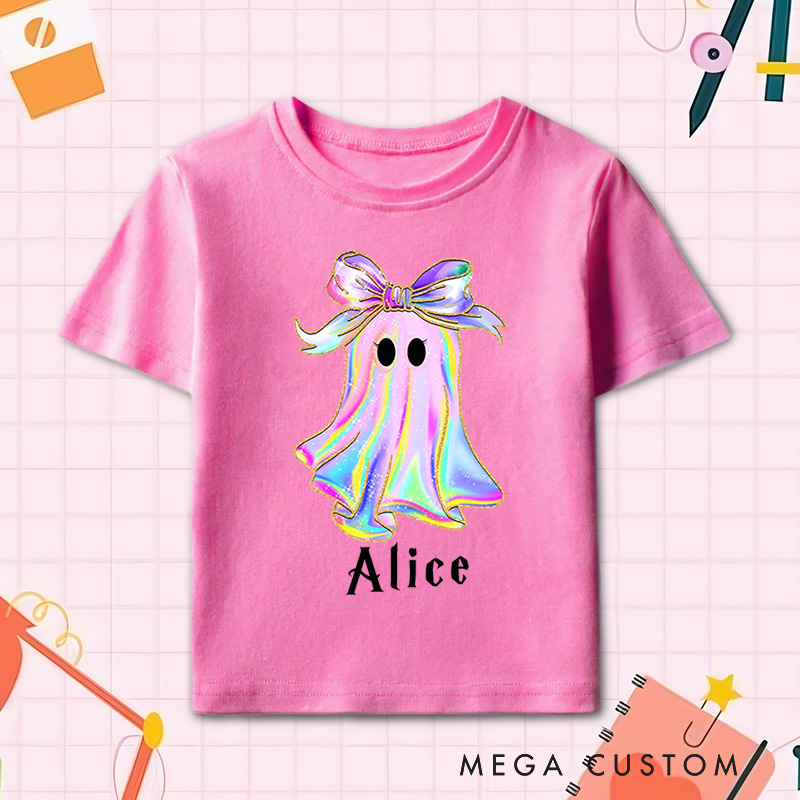 Personalized Halloween Girls Ghost T-Shirt Cute Toddler Halloween T-Shirt Boo Girls T-Shirt