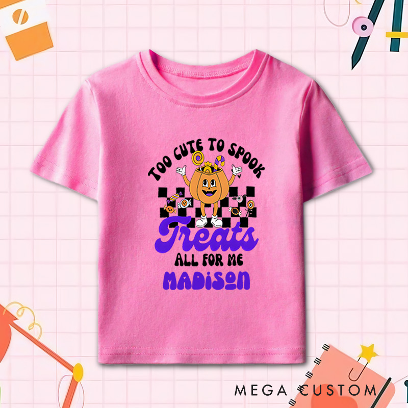 Personalized Too Cute to Spook Halloween Shirt for Kids Perfect for Creating a Delightful and Festive Look for Halloween Kids T-Shirt