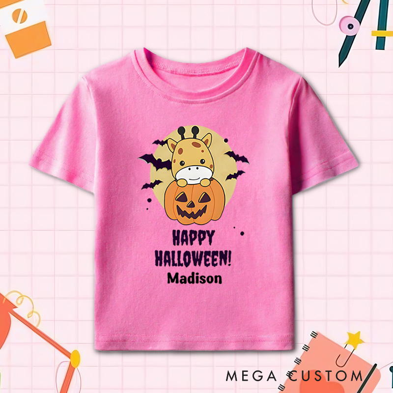 Personalized Happy Halloween Shirt for Kids Perfect for Adding Cheerful and Festive Vibes to Halloween Celebrations Kids T-Shirt