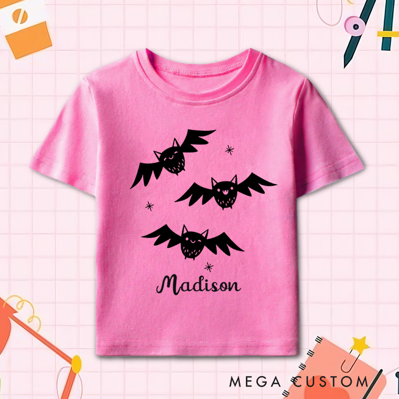 Personalized Bat Halloween Shirt for Kids Perfect for Adding a Playful and Spooky Vibe to Halloween Celebrations Kids T-Shirt
