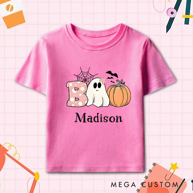 Personalized Boo Halloween Shirt for Kids Perfect for Adding a Cute and Spooky Vibe to Trick or Treating Outfits Kids T-Shirt