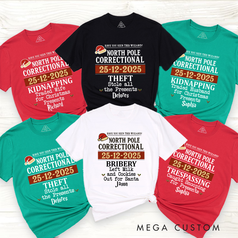 Personalized Magic Inspired North Pole Correctional Christmas Family Matching Classic T-Shirts Group Tshirts Movie Holiday Shirt
