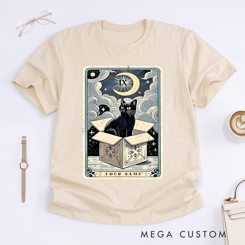 Personalized Tarot Lovers Classic T-Shirts Black Cat  Mystic Moon Tarot The Hermit Classic T-Shirts Gifts for Cat Lovers