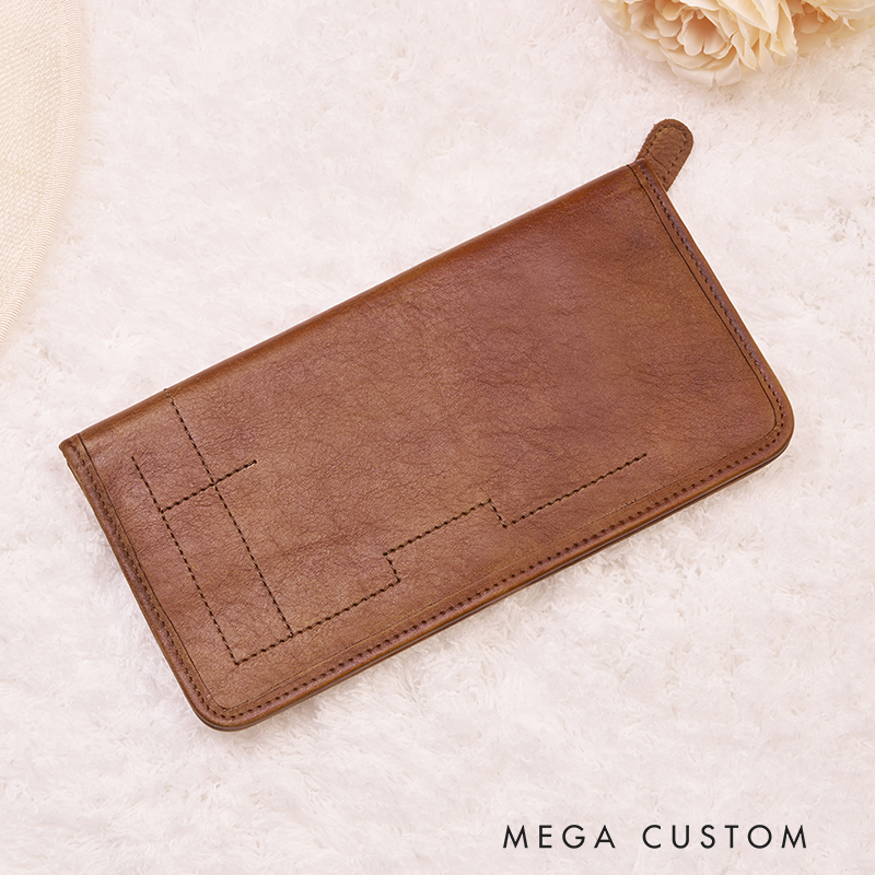 [Copy]Personalized Leather Wallet For Her Birth Flower Wallet with Name Engraved Wallet For Women Leather Purse Birthday Gift For Her