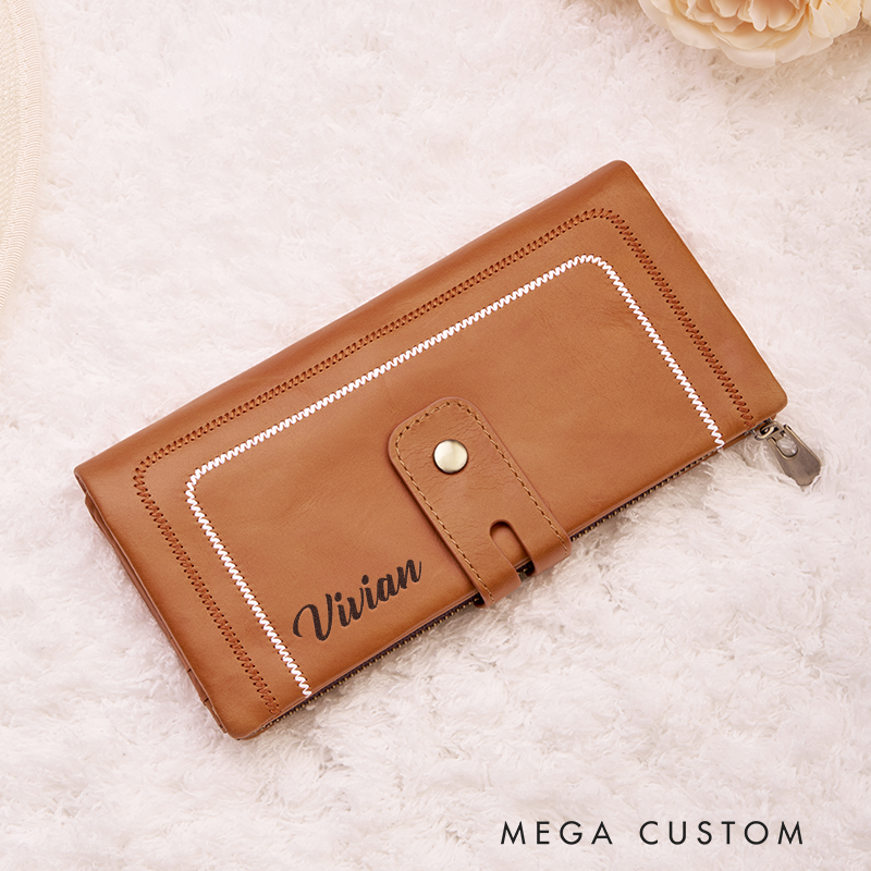 [Copy]Personalized Leather Wallet For Her Birth Flower Wallet with Name Engraved Wallet For Women Leather Purse Birthday Gift For Her Gift For Mother Bridesmaid Gift Christmas Gift