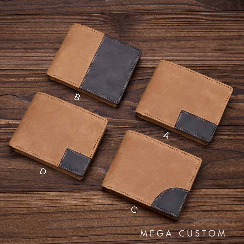 Personalized Leather Wallet Custom Wallet for Him Engraved Wallets with Name Mens Wallet Minimalist Wallet Leather Gift For Him Gift for Husband Boyfriend Father