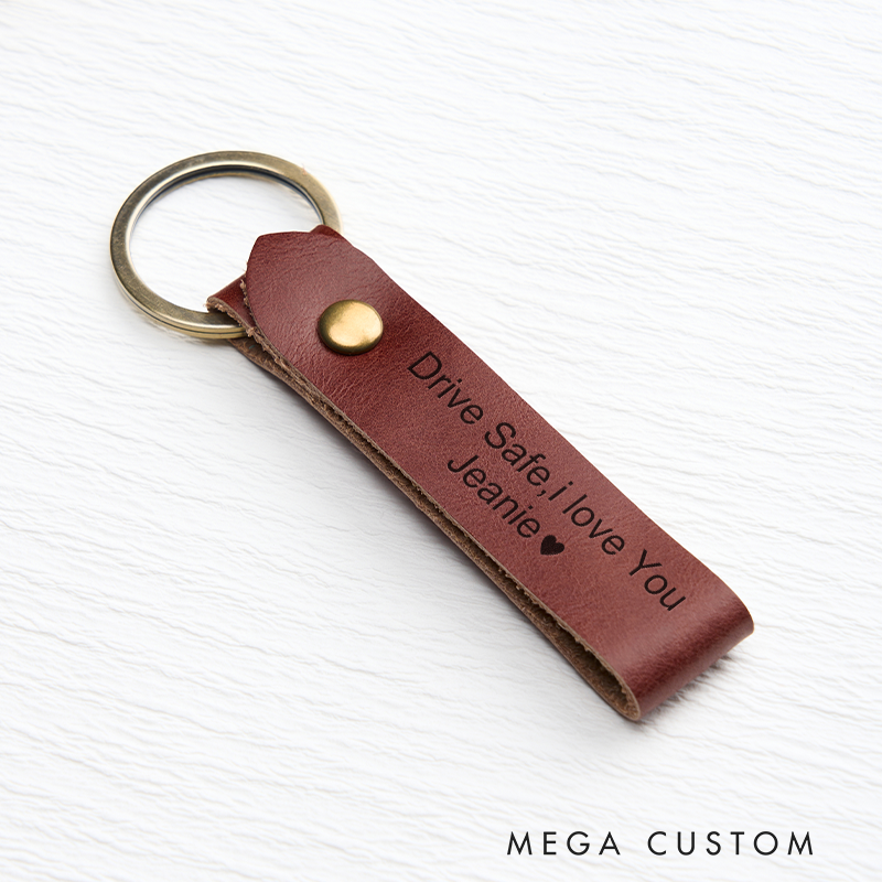 Personalized Leather Keychain for Men Custom Keychain with Name Engraved Leather Key Chain Anniversary Gift for Him Groomsmen Gift Birthday Gift for Dad Boyfriend Husband