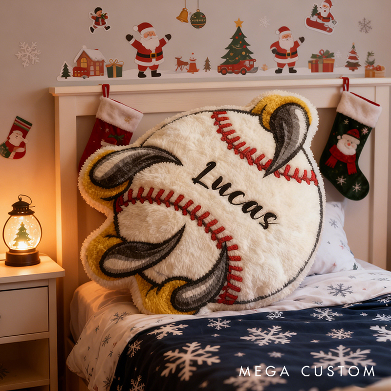 Personalized Baseball Pillow with Fierce Claw Design and Custom Name for Sports Lovers and Kids
