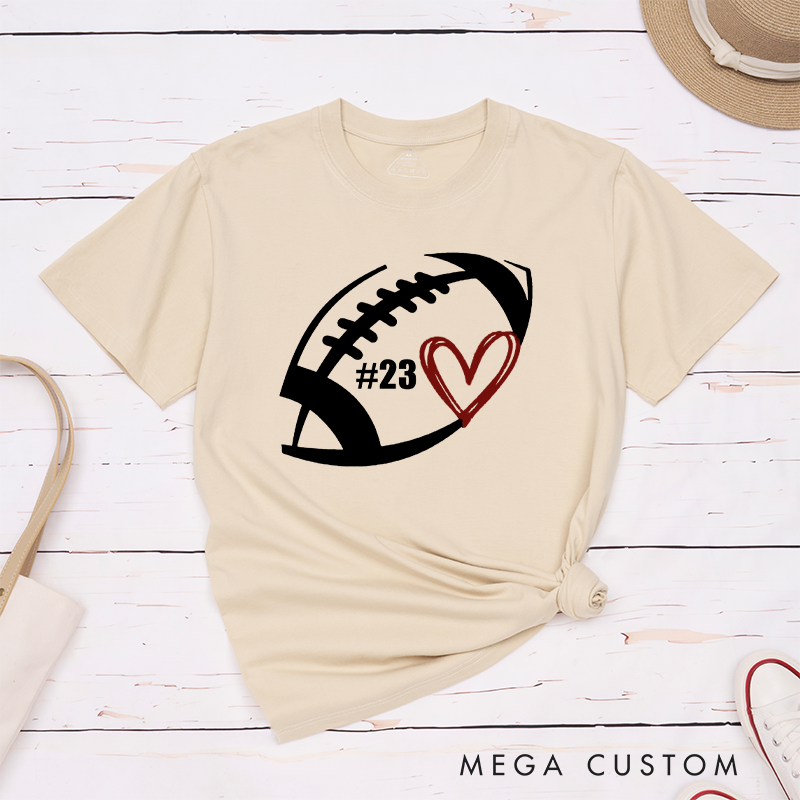Personalized American Football and Rugby T-Shirts Featuring Custom Number on the Front