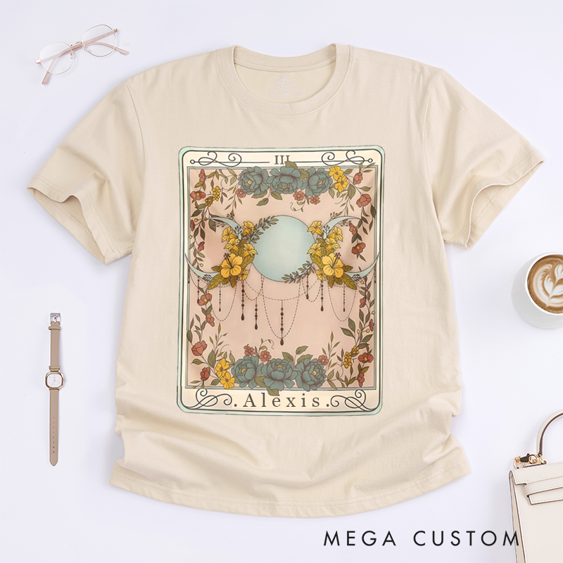Personalized Tarot Lovers Classic T-Shirts Triple Moon Tarot Card Oversized T-Shirt Mystical Moon Phase Shirt Witchy Clothing