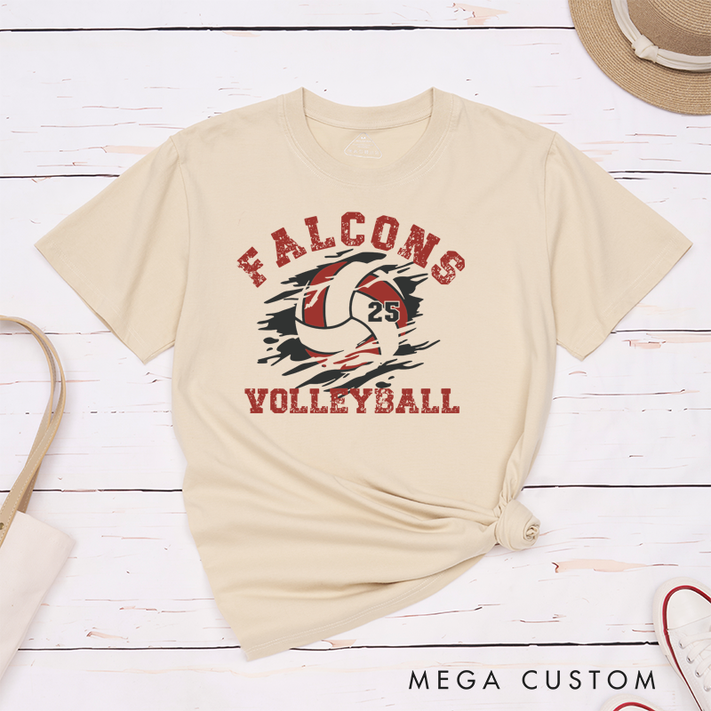 Personalized Volleyball T-Shirts Featuring Your Team Name and Number - Custom Team Spirit Tee
