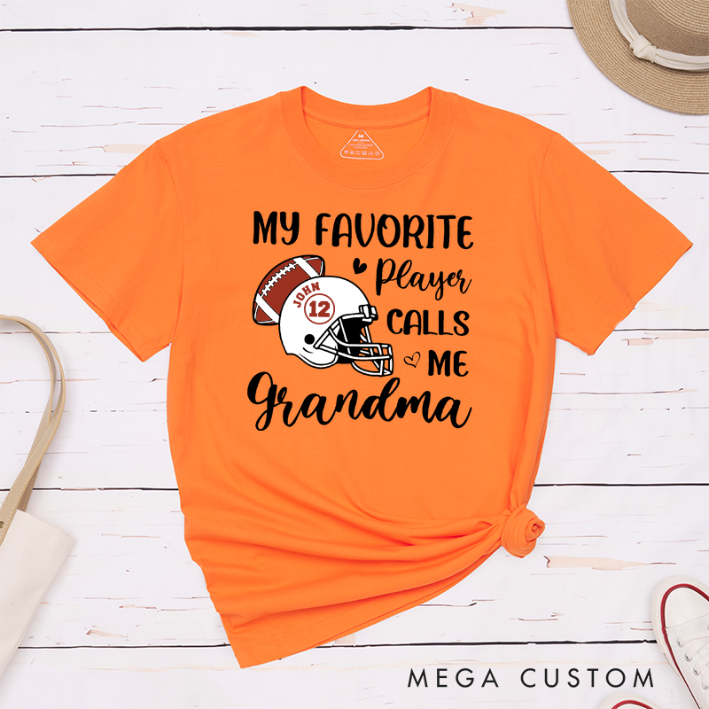 Personalized American Football and Rugby Grandma T-Shirts with Custom Name and Number
