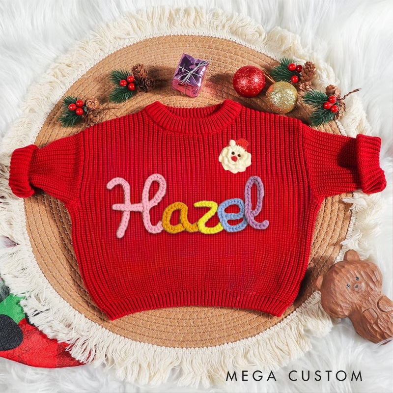 Personalized Christmas Embroidered Name Sweater Gifts for Girls Boys Christmas Gifts
