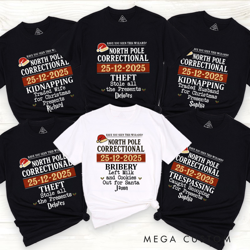 Personalized Magic Inspired North Pole Correctional Christmas Family Matching Classic T-Shirts Group Tshirts Movie Holiday Shirt