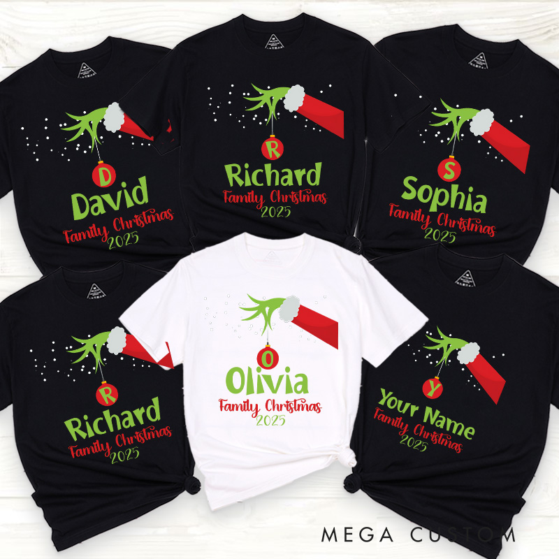 Personalized Classic Christmas Movie Inspired Green Monster Christmas Family Matching Classic T-Shirts Group Tshirts Movie Holiday Shirt