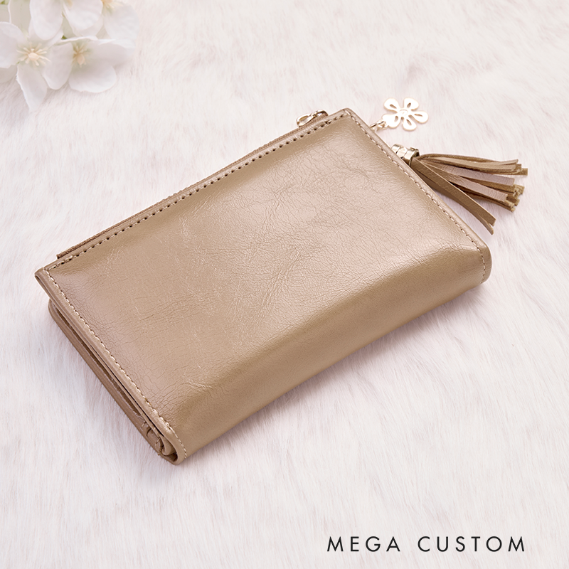 Personalized Leather Wallet for Her Custom Leather Wallet with Name Leather Wallet With Zipper Purse Wallet Unique Gift for Her Birthday Gifts