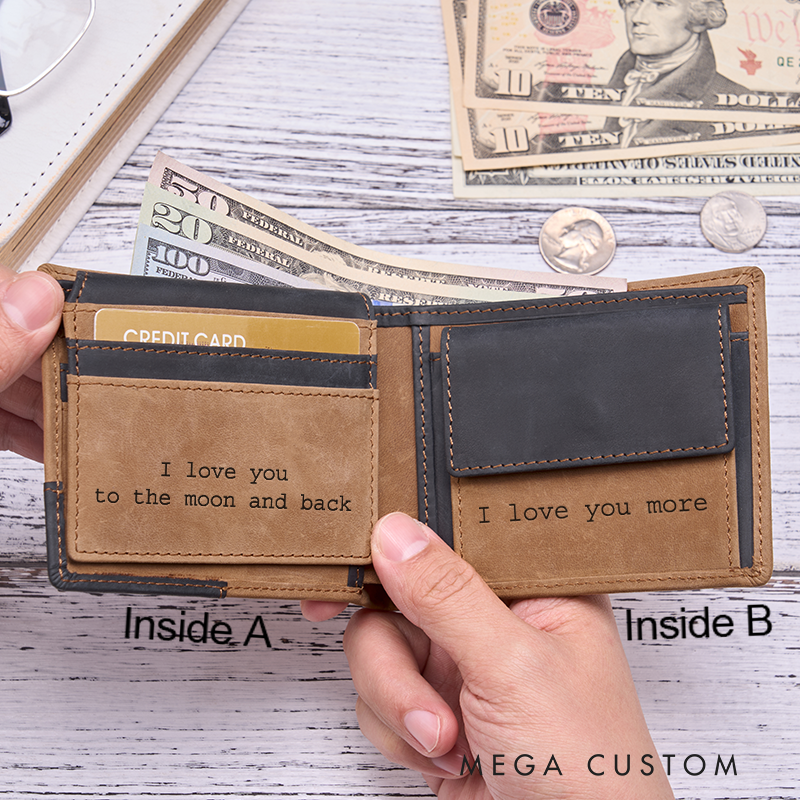 Personalized Leather Wallet Custom Wallet for Him Engraved Wallets with Name Mens Wallet Minimalist Wallet Leather Gift For Him Gift for Husband Boyfriend Father