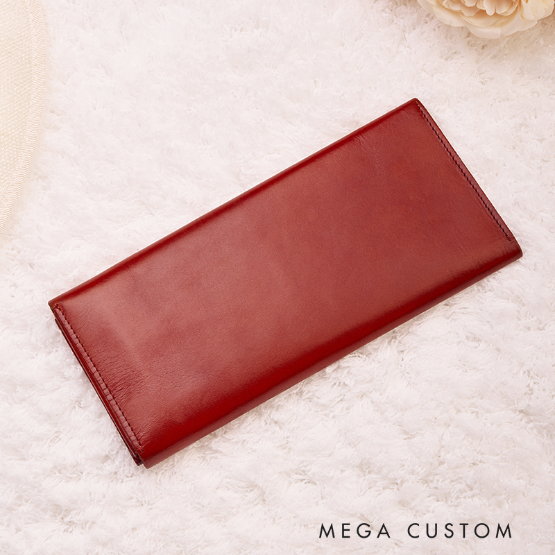 Personalized Women Leather Wallet Birth Flower Women Wallet Engraved Leather Wallet Leather Purse Birth Flower Monogram Wallet Women's Purse Gift For Her Gift For Mother Birthday Gift