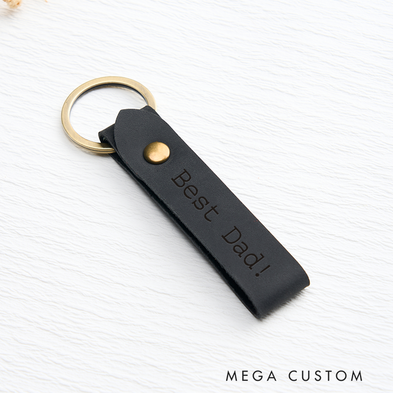 Personalized Leather Keychain for Men Custom Keychain with Name Engraved Leather Key Chain Anniversary Gift for Him Groomsmen Gift Birthday Gift for Dad Boyfriend Husband