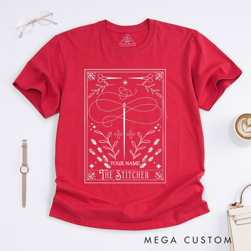 Personalized The Stitcher Classic T-Shirt Custom Gift Sewing Lover T-Shirts Unique Embroidered Needlework Tee Gift for Tailors and Crafters