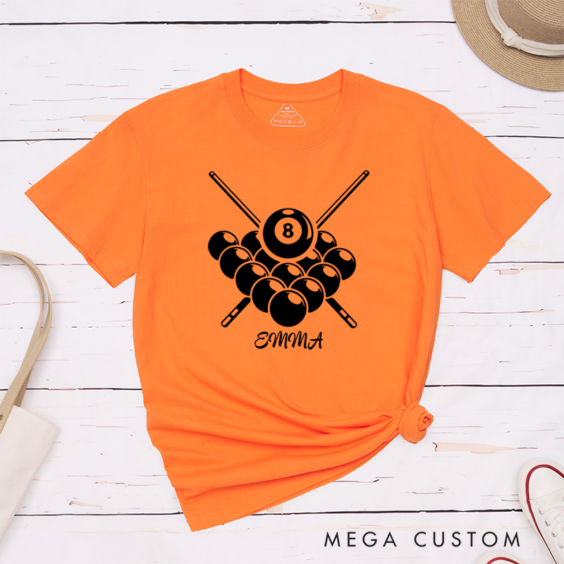 Personalized Pool T-Shirts for Players and Fans with Custom Name