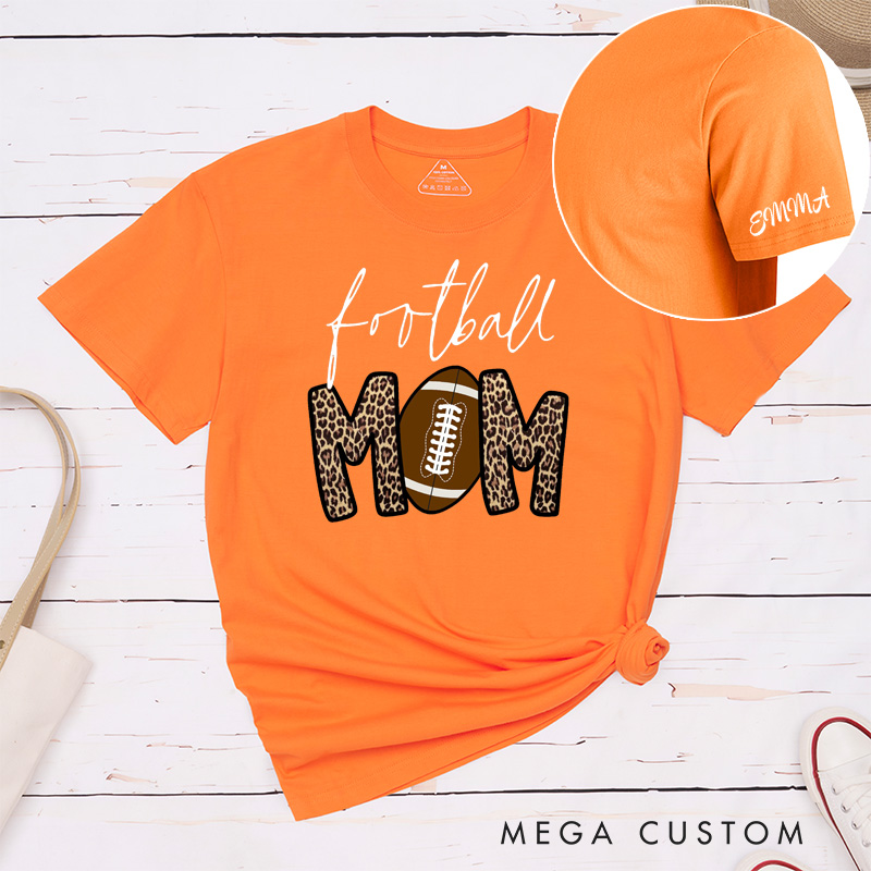 Personalized American Football Mom T-Shirts with Custom Name for Mother's Day