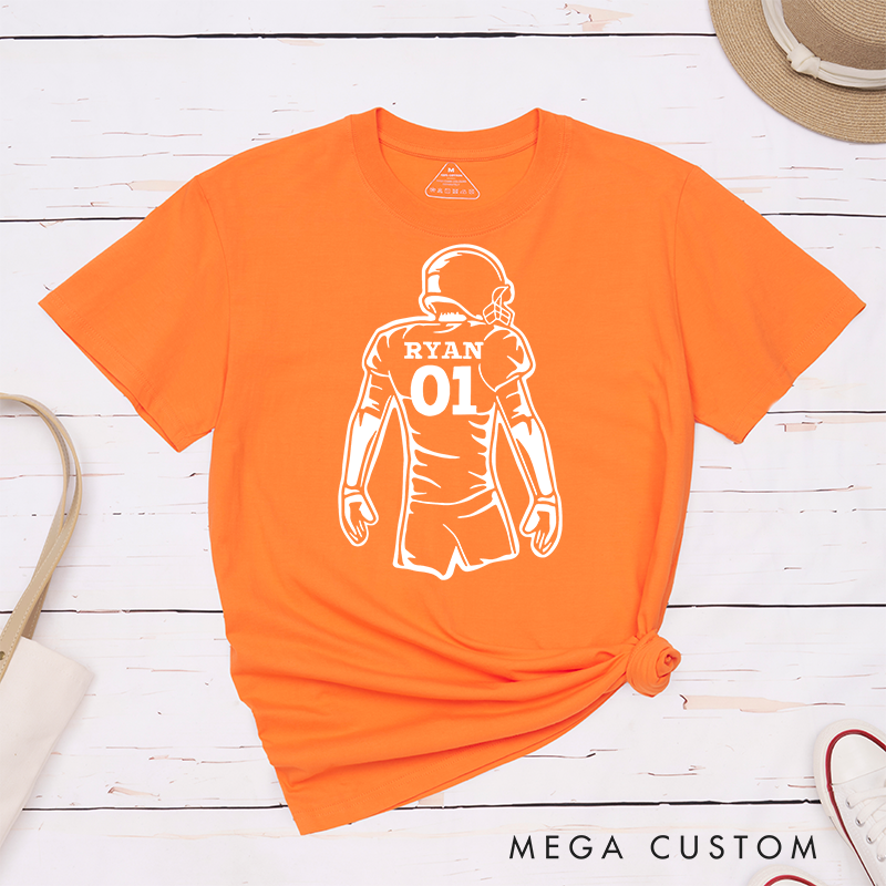 [Copy]Personalized American Football T-Shirt with Custom Favorite Team Name and Number-Football Season Tee