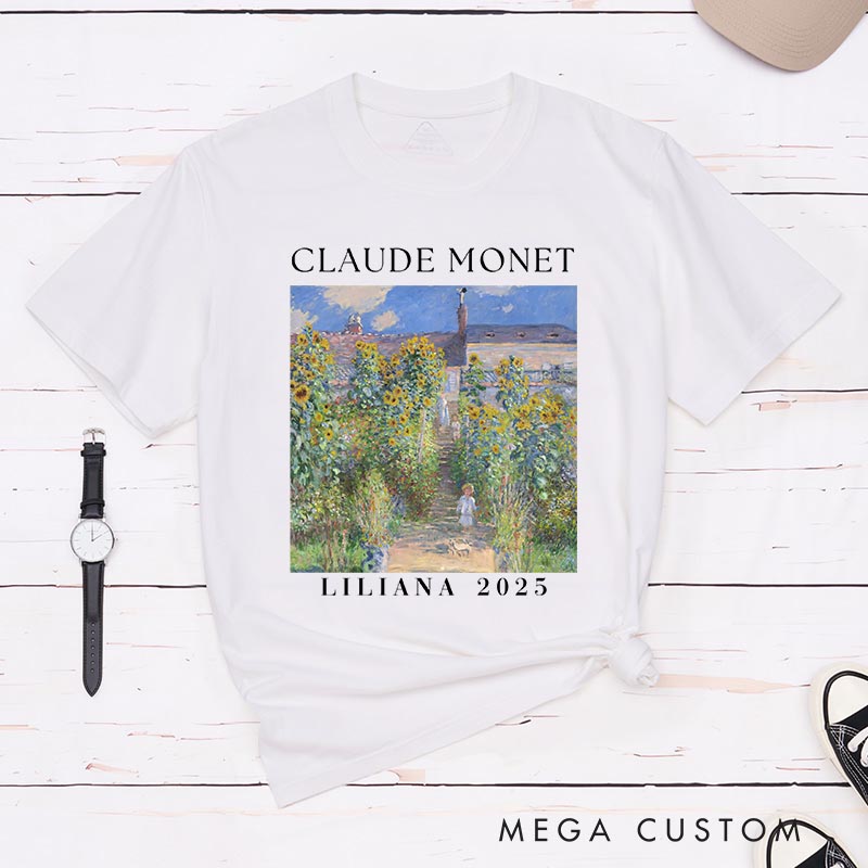 Personalized Claude Monet The Artist's Garden Classic T-Shirts Painting Impressionism Tshirt Artsy Aesthetic Famous Painter Art Lover Shirt