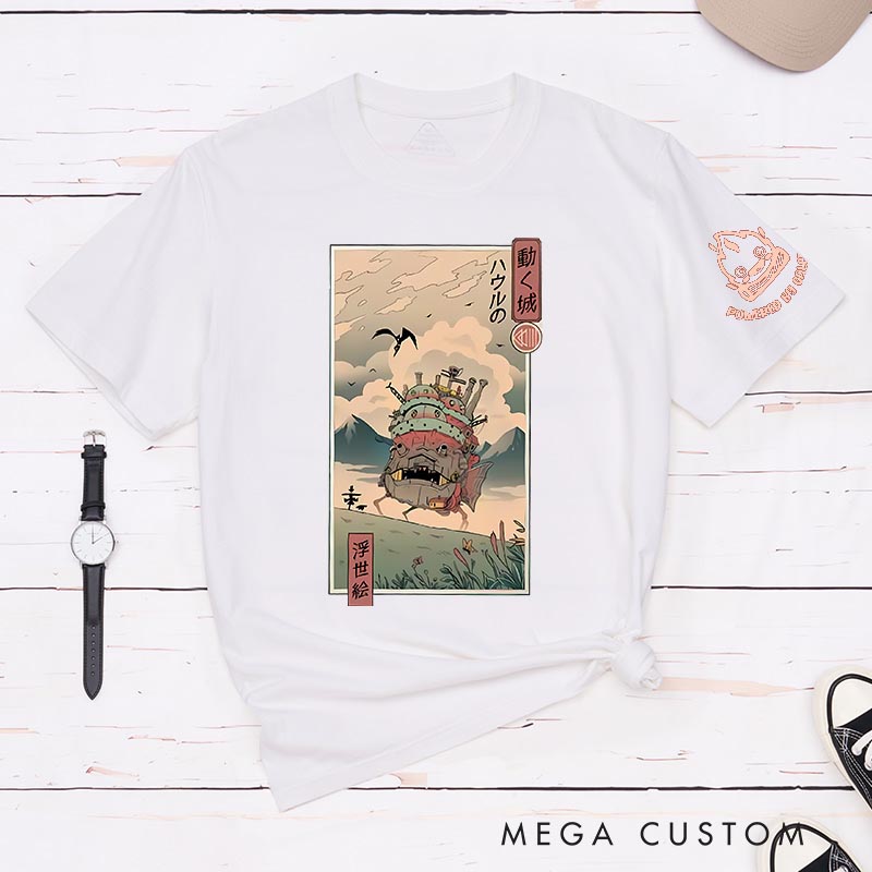 Personalized Castle Classic T-Shirts Japanese Ukiyo-e style Shirt  Japanese Manga Comic Tshirt for Anime Lovers