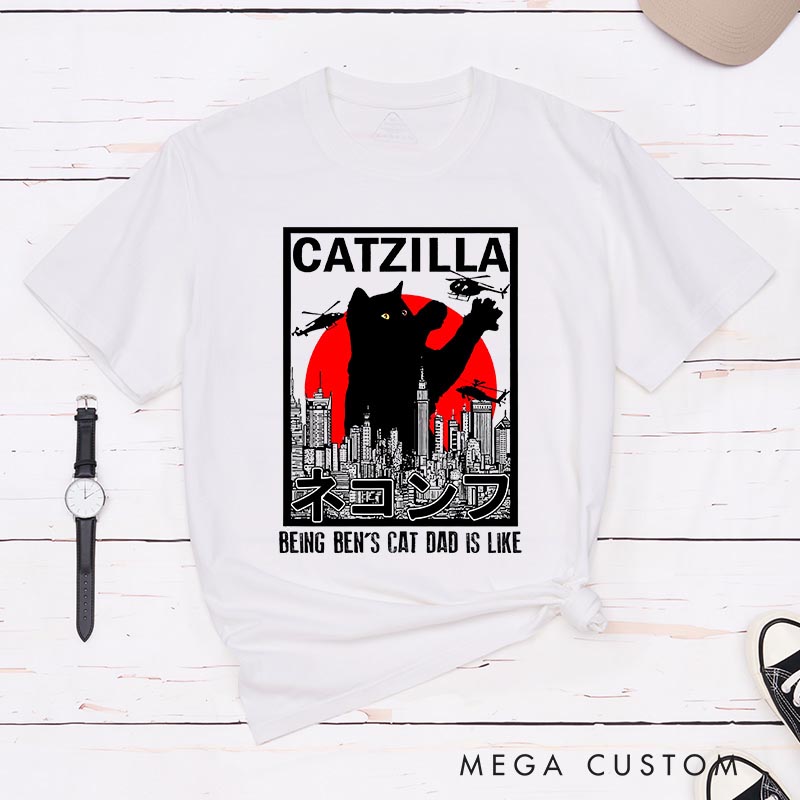 Personalized City Catzilla Funny Movie Classic T-Shirts Kaiju Movie Tshirt for Cat Mom Cat Dad