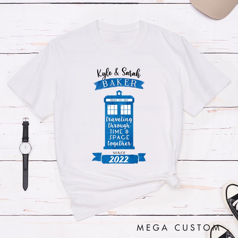 Personalized Couple Police Box Movie Classic T-Shirts Doctor TV Show Tshirt Geek Nerdy Shirt Valentines Day
