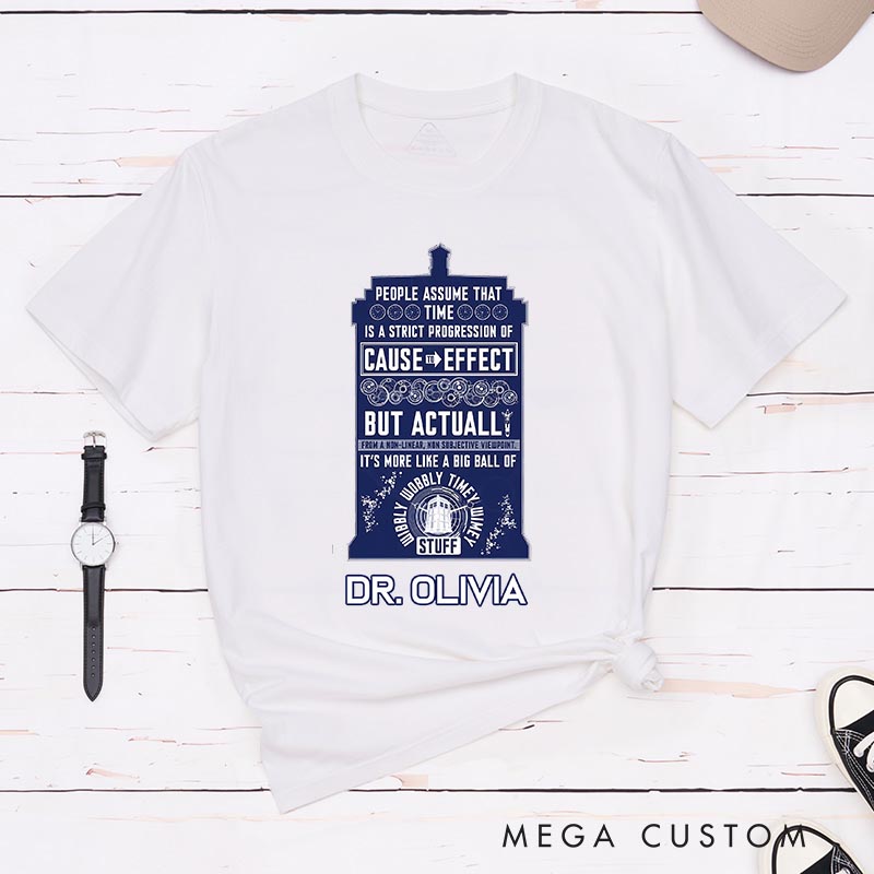Personalized Police Box Time Machine Movie Classic T-Shirts Doctor TV Show Tshirt Geek Nerdy Shirt