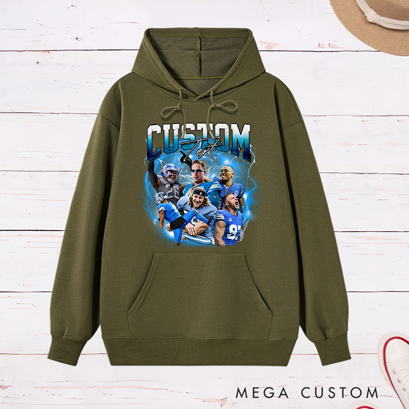 Personalized Lightning-Themed Athlete Graphic Hoodies with Custom Photos and Text