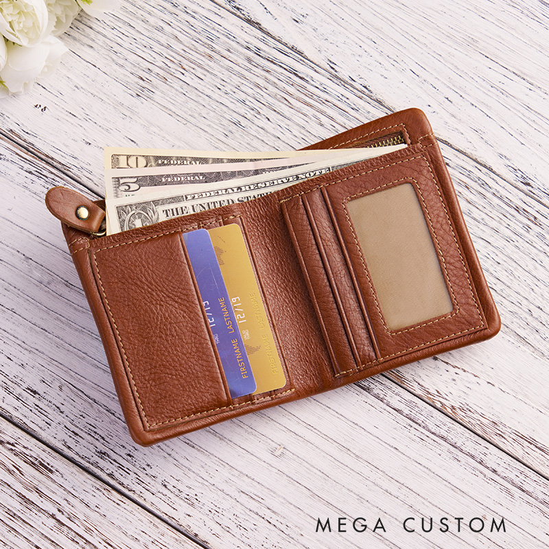 Personalized Leather Wallet for Women Engraved Leather Wallet with Name Women Clutch Purse Money Bag Leather Pouch Unique Gift for Her Birthday Gifts