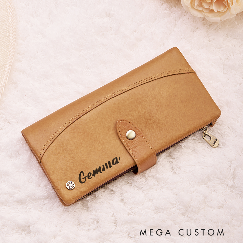 Personalized Women Leather Wallet Custom Women Wallet Engraved Leather Wallet Leather Purse Monogram Wallet Women's Purse Gift For Her Gift For Mother Birthday Gift