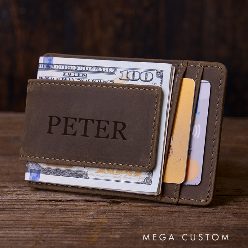 Personalized Leather Wallet Leather Card holder Engraved Mens Wallet Minimalist Wallet Slim Wallet ID Holder Anniversary Gift For Him Birthday Gifts for Boyfriend Dad Husband