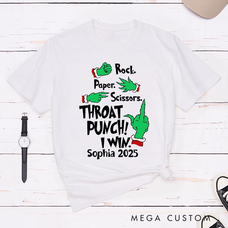 Personalized Throat Punch Funny Christmas Movie Classic T-Shirts Holiday Tshirt Christmas Gift