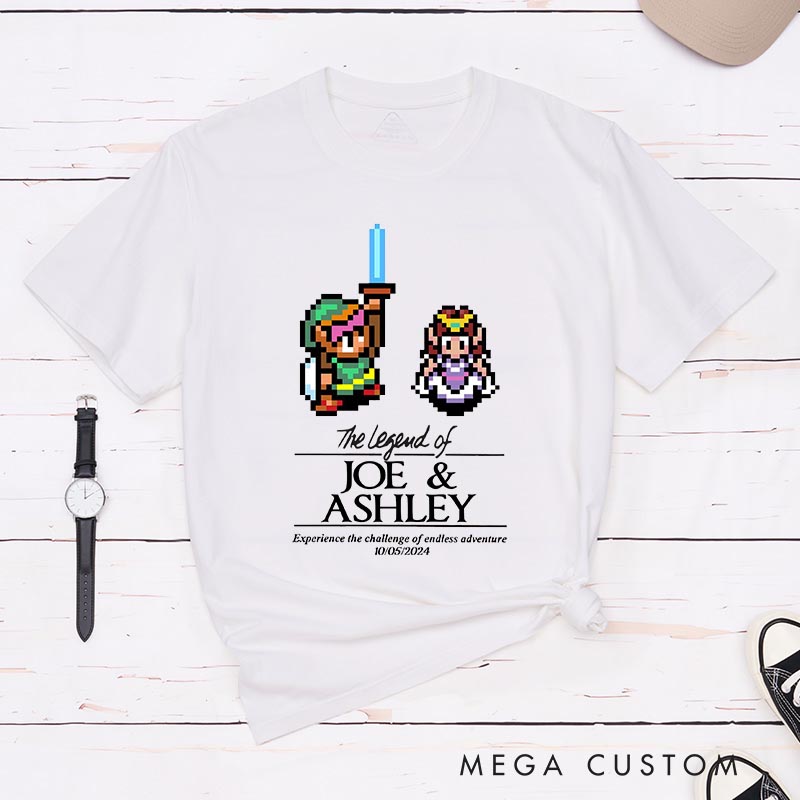 Personalized the Legend of You Couple Anniversary Classic T-Shirts Video Game Tshirt Geek Gaming Nerd Shirt Valentine's Day