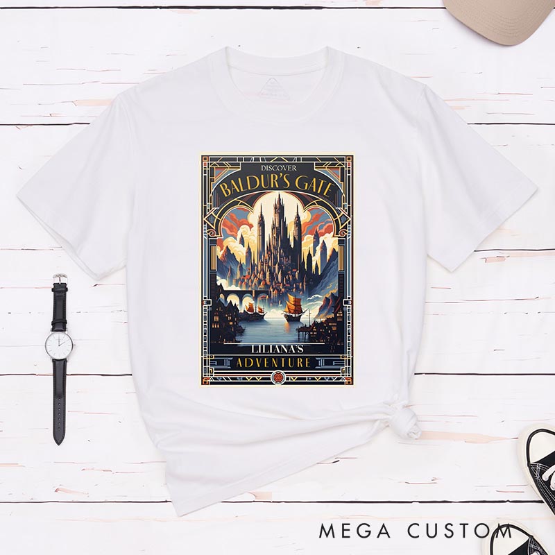 Personalized Journey to the Gate Game Classic T-Shirts CRPG Video Game Tshirt Fantasy Game Shirt