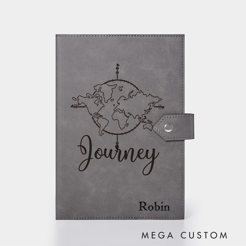 Personalized Journey Leather Notebook for Traveling Lovers Leather Journal Travel Gift
