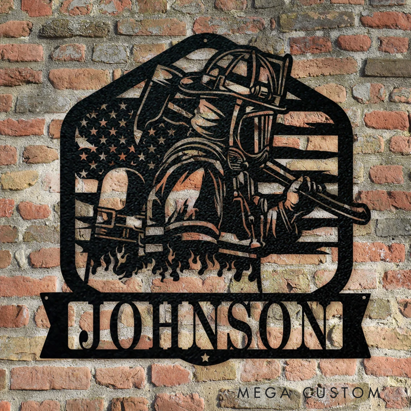 Personalized Firefighter Metal Wall Art with Custom Name Unique Gift for Firefighters Families