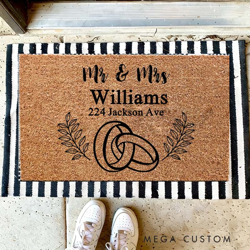 Personalized Wedding Doormat with Custom Mr. & Mrs Durable Coir Welcome Mat Perfect for Entryway or Gift Idea Housewarming Gifts for Couple