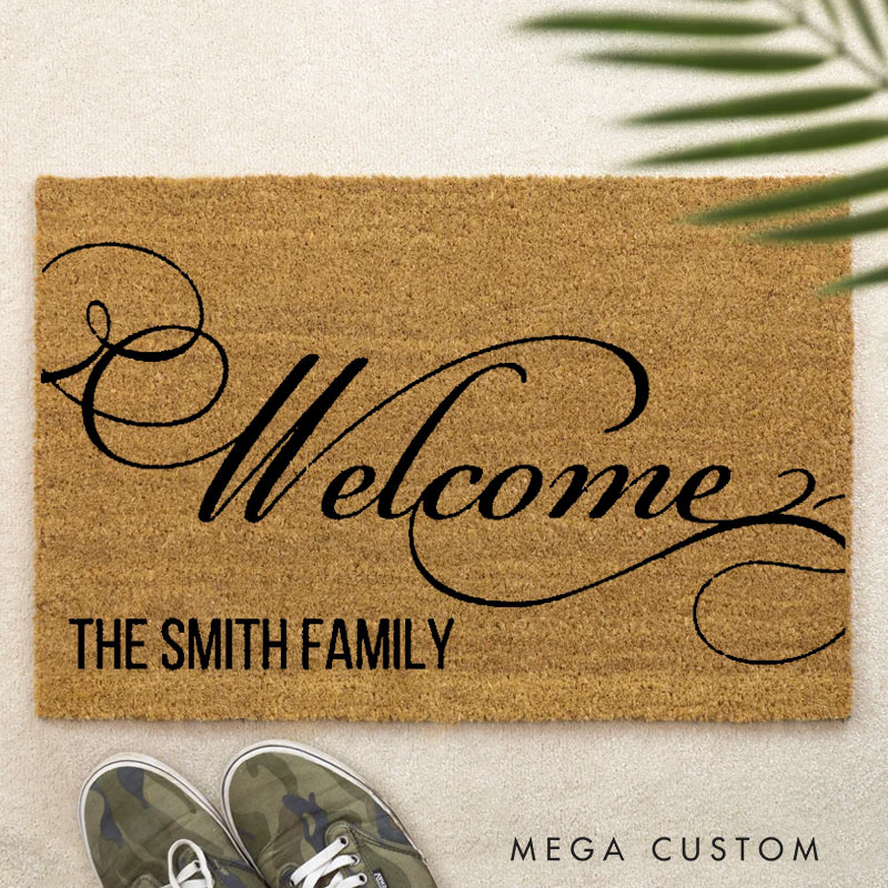 Personalized Welcome Doormat Custom Home Mat with Name for Family and Couple Housewarming Gift