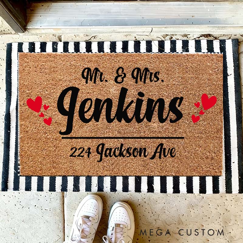 Personalized Couple Doormat Custom Mr and Mrs Doormat Durable Coir Welcome Mat for New Home Entryway Romantic Housewarming Gift for Couples