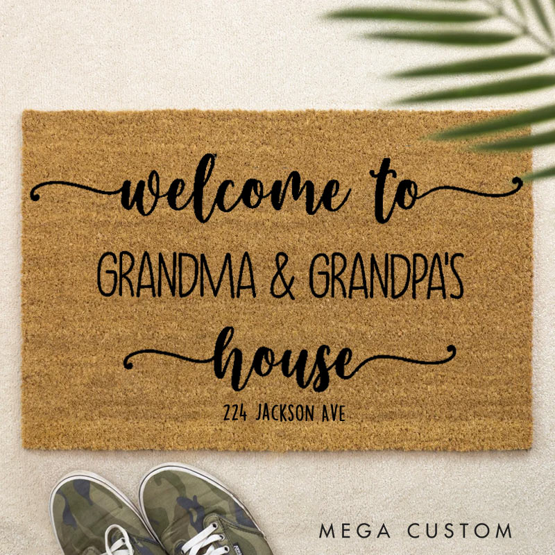 Personalized Welcome Doormat Custom Coir Mat with Name Indoor Outdoor Mat for Grandparent Housewarming New Home Gift 
