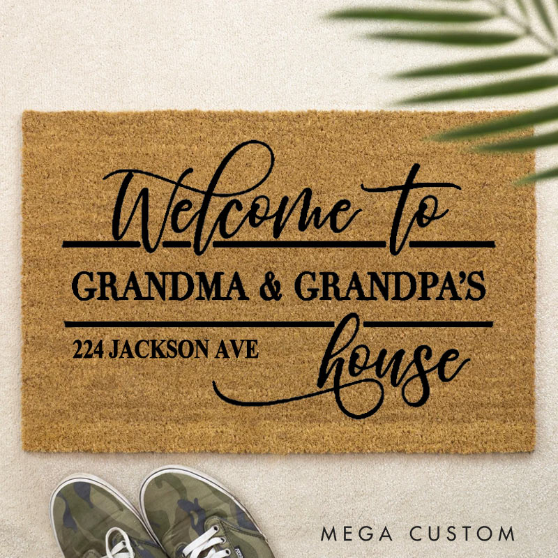Personalized Welcome Doormat Custom Coir Mat with Name Indoor Outdoor Mat for Grandparent Housewarming New Home Gift 