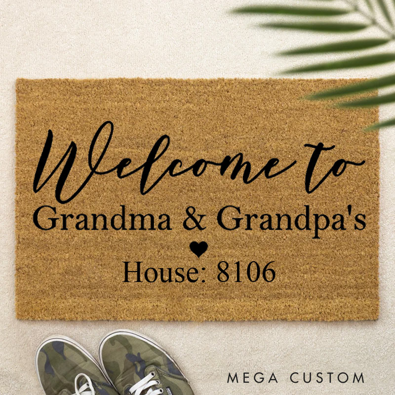 Personalized Welcome Doormat Custom Coir Mat with Name Indoor Outdoor Mat for Grandparent Housewarming New Home Gift 