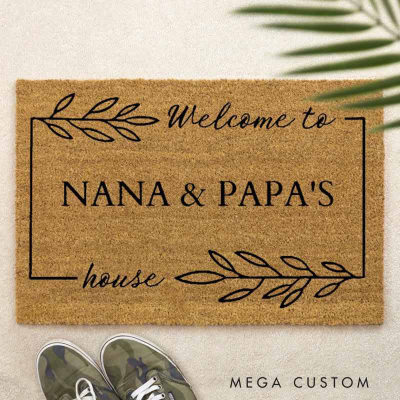 Personalized Welcome Doormat Custom Coir Mat with Name Indoor Outdoor Mat for Grandparent Housewarming New Home Gift 