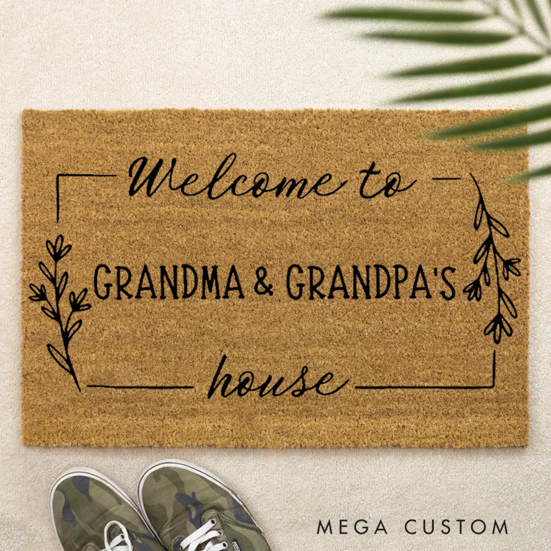 Personalized Grandparent Welcome Doormat Custom Welcome to Grandma & Grandpa's House Door Mat Housewarming New Home Gift 