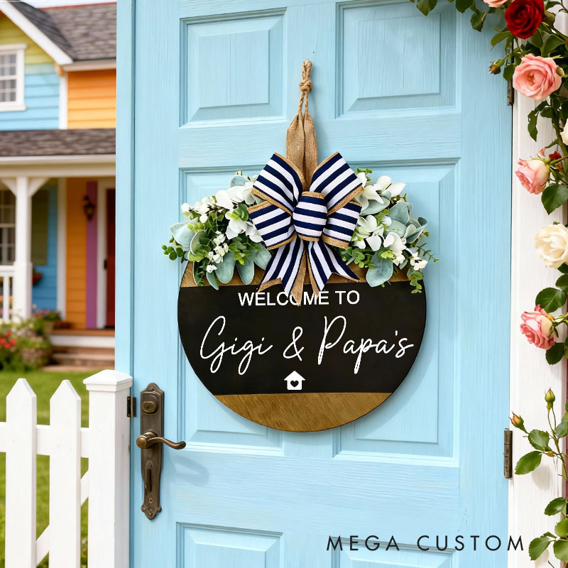 Personalized Front Door Decor Custom Gigi & Papa's Front Door Sign Wooden Door Sign Gift for Grandparents Personalized Grandparent Decor Gift